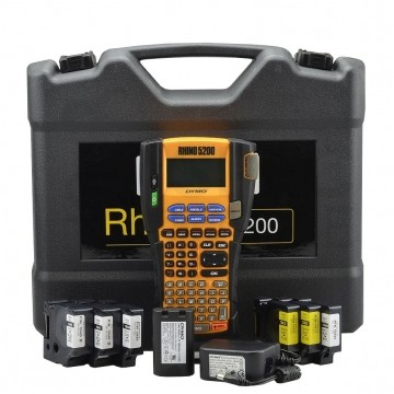 Drukarka etykiet DYMO Rhino 5200 dla elektryka, instalatora, przemysłu [S0841430] w zestawie z walizką + 6 taśm DYMO IND