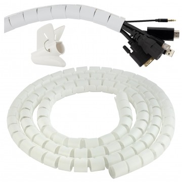 Elastyczny organizer biurkowy typu CABLEZIP maskownica do kabli i przewodów 2,6m 20mm biały