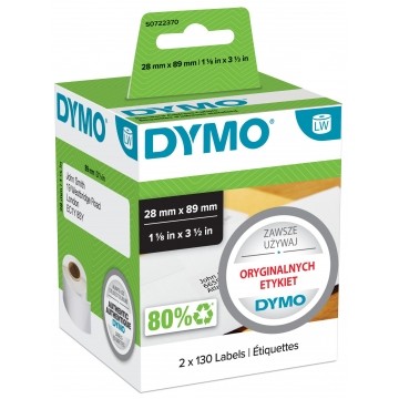 Etykiety adresowe DYMO LW 28x89mm białe papierowe [99010 / S0722370] ORYGINALNE 2 rolki x 130szt.