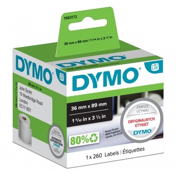 Etykiety adresowe DYMO LW 36x89mm białe papierowe [1983172] ORYGINALNE 1 rolka x 260szt.