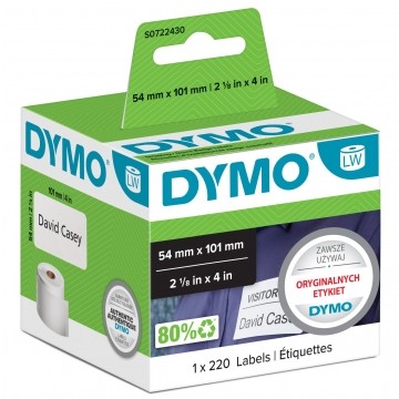 Etykiety adresowe DYMO LW 54x101mm białe papierowe [99014 / S0722430] ORYGINALNE 1 rolka x 220szt.