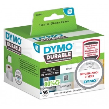 Etykiety odporne DYMO LW Durable 25x25mm białe polipropylenowe [1933083 / 2112286] ORYGINALNE 2 rolki x 850szt.