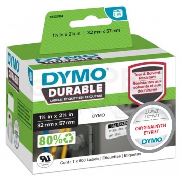 Etykiety odporne DYMO LW Durable 32x57mm białe polipropylenowe [1933084 / 2112289] ORYGINALNE 1 rolka x 800szt.