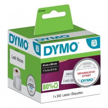 Etykiety uniwersalne DYMO LW 41x89mm białe papierowe [S0722560] ORYGINALNE 1 rolka x 300szt.