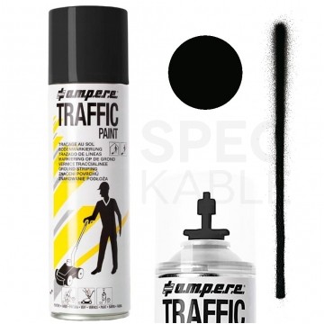 Farba do malowania linii, znakowania jezdni czarna 500ml spray AMPERE TRAFFIC PAINT