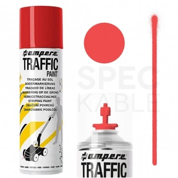 Farba do malowania linii, znakowania jezdni czerwona 500ml spray AMPERE TRAFFIC PAINT