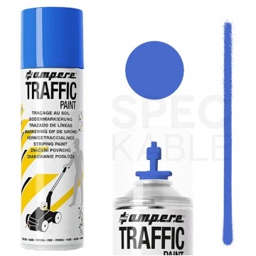 Farba do malowania linii, znakowania jezdni niebieska 500ml spray AMPERE TRAFFIC PAINT