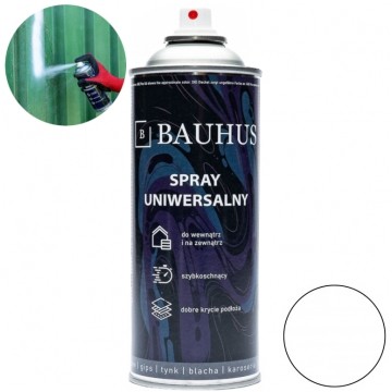 Farba uniwersalna spray biały połysk 400ml BAUHUS