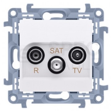 Gniazdo antenowe R-TV-SAT przelotowe SIMON 10 białe Kontakt Simon CASP.01/11