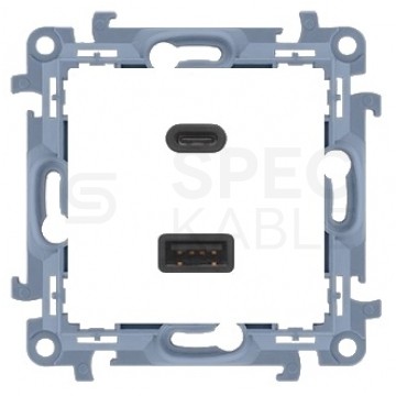 Gniazdo ładowania USB podwójne SIMON 10 białe USB A + USB C (18W) Kontakt Simon CEC2CA.01/11