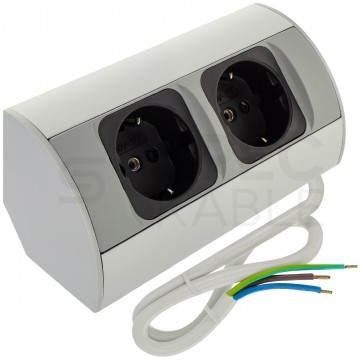 Gniazdo meblowe narożne CORNER BOX szare podwójne 2x [2P+Z] Schuko 16A z przewodem 0,5m