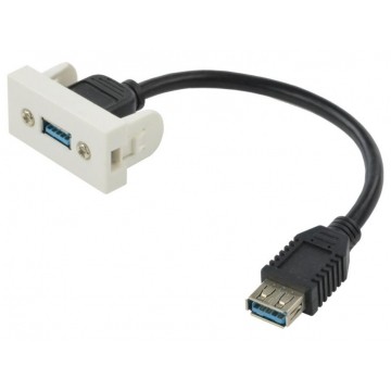 Gniazdo USB 2.0 z przewodem 20cm moduł 1M 22,5x45 biały Mediabox