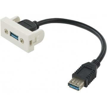 Gniazdo USB 3.0 z przewodem 20cm moduł 1M 22,5x45 biały Mediabox
