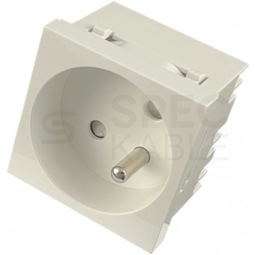 Gniazdo zasilające 230V [2P+Z] 2M 45x45 z kluczem białe Mediabox do budowy gniazd modułowych wielokrotnych Alantec
