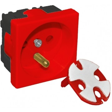 Gniazdo zasilające 230V [2P+Z] 2M 45x45 z kluczem czerwone Mediabox Alantec