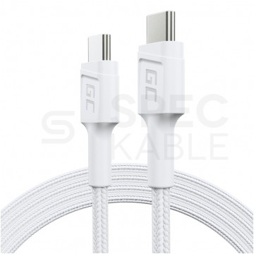 GREEN CELL Kabel USB 2.0 typ-C (wtyk / wtyk) Quick Charge 3.0 Power Delivery (3A 60W) biały 1,2 m