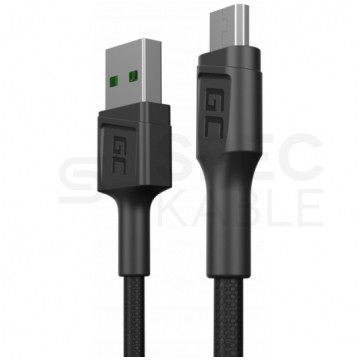 GREEN CELL Kabel USB typ-A / micro-B (wtyk / wtyk) Quick Charge 3.0 PowerStream czarny 0,3m