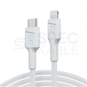 GREEN CELL Kabel USB typ-C / Lightning 8-pin (wtyk / wtyk) Power Delivery biały 1m