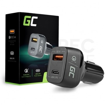 Green Cell Ładowarka samochodowa USB Quick Charge 3.0 + USB typ-C Power Delivery (30W)
