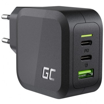 Green Cell Ładowarka sieciowa 3x USB [2x USB-C Power Delivery 65W (20V / 3,25A) + 1x Quick Charge 18W (20V / 1,8A)] 65W czarna
