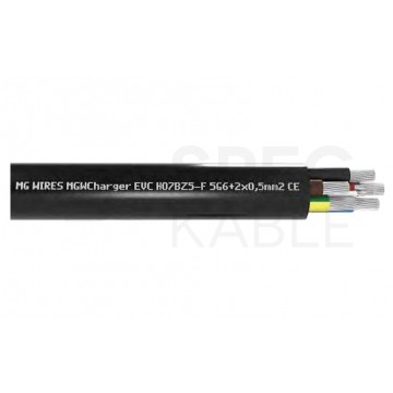 Kabel do ładowania samochodów elektrycznych EVC / H07BZ5-F 3x6mm2 + 1x0,5mm2 czarny 450/750V zewnętrzny poliuretanowy bezhalogenowy linka MG Wires