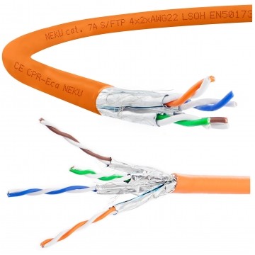 Kabel FTP kat.7A S/FTP 4x2x0,64 pomarańczowy LSOH NEKU
