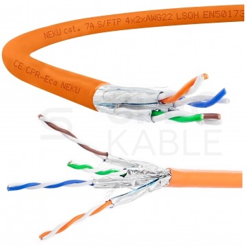 Kabel FTP kat.7A S/FTP 4x2x0,64 pomarańczowy LSOH NEKU