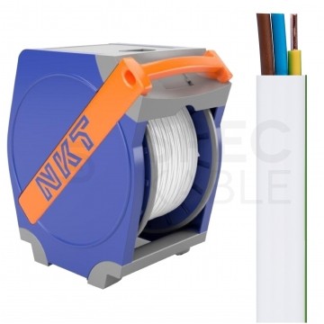 Kabel instalacyjny płaski YDYp 3x2,5mm2 biały 450/750V drut NKT instal PLUS bęben QADDY 550m