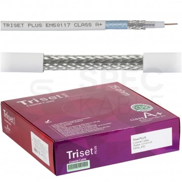 Kabel koncentryczny 75ohm TRISET PLUS 1,13/4,8/6,85mm Cu (oplot Al 81%) biały Dca antenowy wewnętrzny bezhalogenowy Triset
