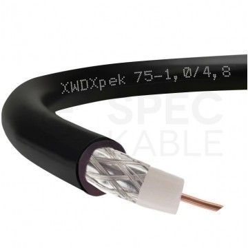 Kabel koncentryczny 75ohm XWDXpek 1,0/4,8/6,8mm Cu (oplot CuSn) czarny antenowy zewnętrzny suchy Technokabel