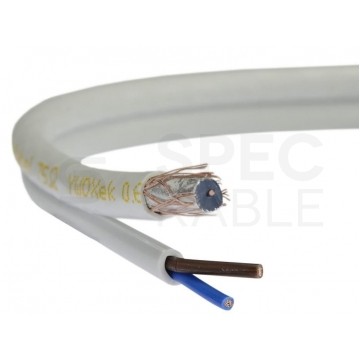 Kabel koncentryczny do kamer 75ohm K60 Dual-Shield 0,59/3,7/5,8mm Cu (oplot Cu 60%) antenowy wewnętrzny z zasilaniem 2x0,5mm2 biały Elektrokabel