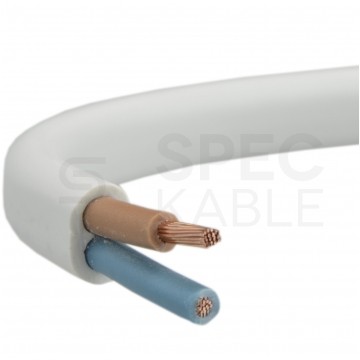 Kabel mieszkaniowy płaski OMYp / H03VVH2-F 2x0,5mm2 biały 300/300V giętki linka Mercor