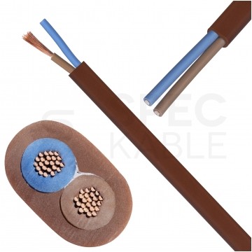 Kabel mieszkaniowy płaski OMYp / H03VVH2-F 2x0,75mm2 brązowy 300/300V giętki linka Mercor