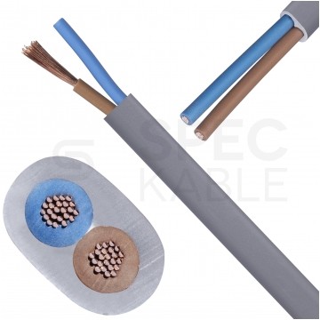 Kabel mieszkaniowy płaski OMYp / H03VVH2-F 2x0,75mm2 srebrny 300/300V giętki linka Mercor