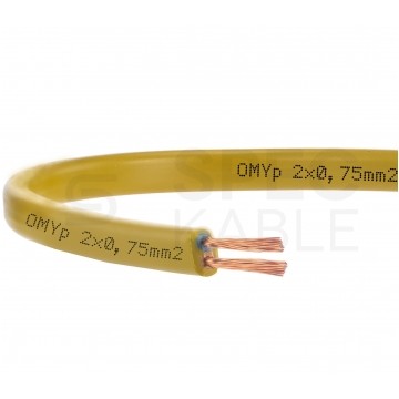 Kabel mieszkaniowy płaski OMYp / H03VVH2-F 2x0,75mm2 złoty 300/300V giętki linka Mercor