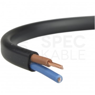 Kabel mieszkaniowy płaski OMYp / H03VVH2-F 2x1mm2 czarny 300/300V giętki linka Mercor
