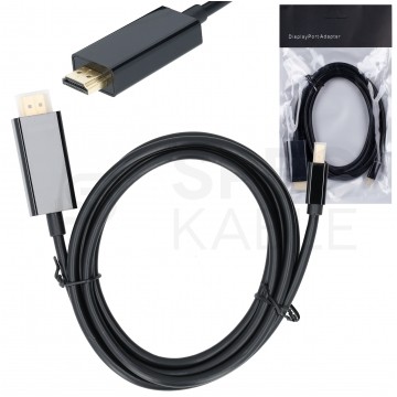 Kabel miniDisplayPort 1.1 / HDMI FHD@60 (wtyk / wtyk) czarny 1,8m