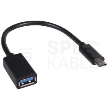 Kabel OTG Adapter USB 3.0 A / typ-C (gniazdo / wtyk) czarny 15cm