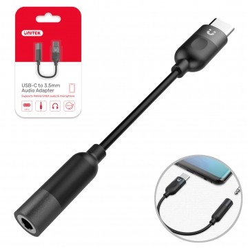 Kabel OTG Adapter USB typ-C / mini Jack 3,5mm 4-polowy (wtyk / gniazdo) 11cm
