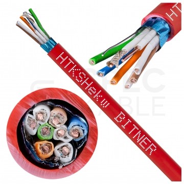 Kabel przeciwpożarowy parowany HTKSHekw 4x2x0,8mm FE180 PH120 E90 czerwony 225V ekranowany bezhalogenowy Cca drut Bitner