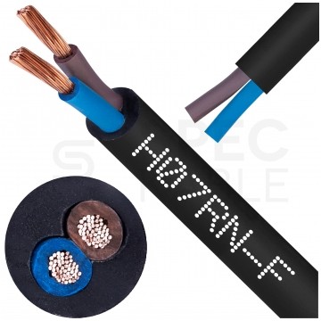Kabel przemysłowy gumowy OnPD / H07RN-F 2x1,5mm2 czarny 450/750V zewnętrzny olejoodporny linka Elektrokabel