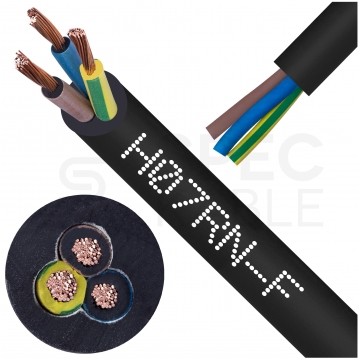 Kabel przemysłowy gumowy OnPD / H07RN-F 3x2,5mm2 czarny 450/750V zewnętrzny olejoodporny linka Elektrokabel