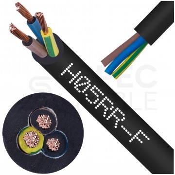 Kabel przemysłowy gumowy OW / H05RR-F 3x1,5mm2 czarny 300/500V zewnętrzny linka Elektrokabel