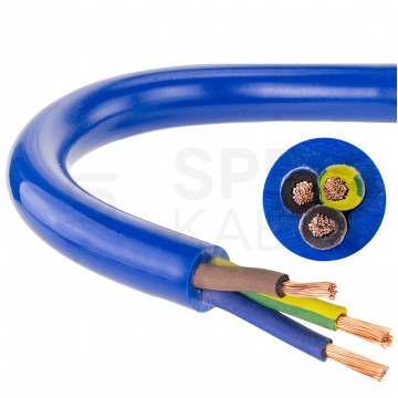 Kabel przemysłowy poliuretanowy PUR / H07BQ-F 3x1,5mm2 niebieski 450/750V zewnętrzny olejoodporny linka Elektrokabel