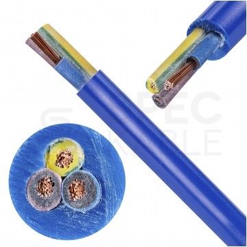 Kabel przemysłowy poliuretanowy PUR / H07BQ-F 3x2,5mm2 niebieski 450/750V zewnętrzny olejoodporny linka Elektrokabel