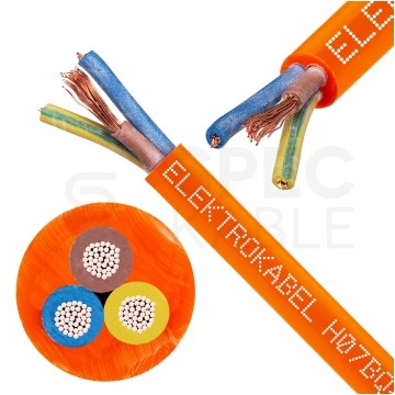 Kabel przemysłowy poliuretanowy PUR / H07BQ-F 3x2,5mm2 pomarańczowy 450/750V zewnętrzny olejoodporny linka Elektrokabel