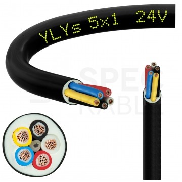 Kabel samochodowy YLYs 5x1mm2 czarny 24V zewnętrzny przyczepowy linka Elektrokabel