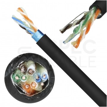 Kabel sieciowy F/UTP kat.5e skrętka 4x2x0,5mm zewnętrzny żelowany PE czarny Bitner
