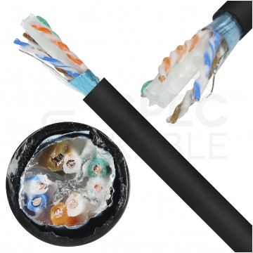 Kabel sieciowy F/UTP kat.6A skrętka 4x2x0,56mm zewnętrzny żelowany PE czarny SecurityNET