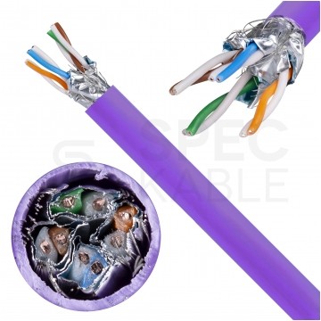 Kabel sieciowy S/FTP kat.6A skrętka 4x2x0,56mm wewnętrzny B2ca bezhalogenowy LSOH fioletowy Molex